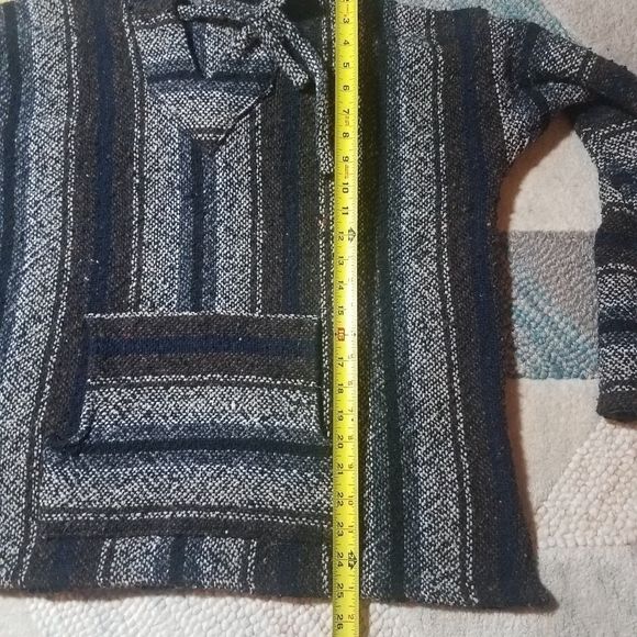 Baja Striped Hooded Pullover Sweater Jacket LARGE - Picture 6 of 7
